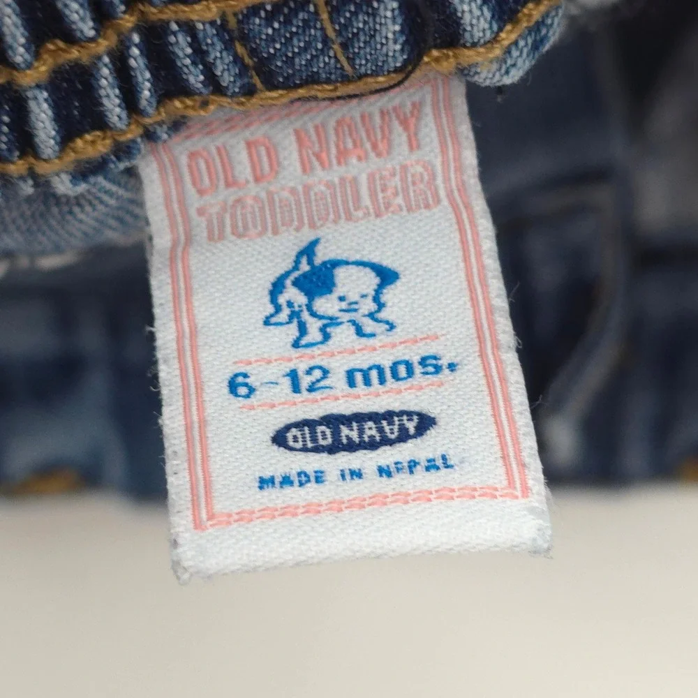 Old Navy Toddler‎ Girls Floral Cargo Jeans Vintage 2004 Blue Denim 6-12 Months